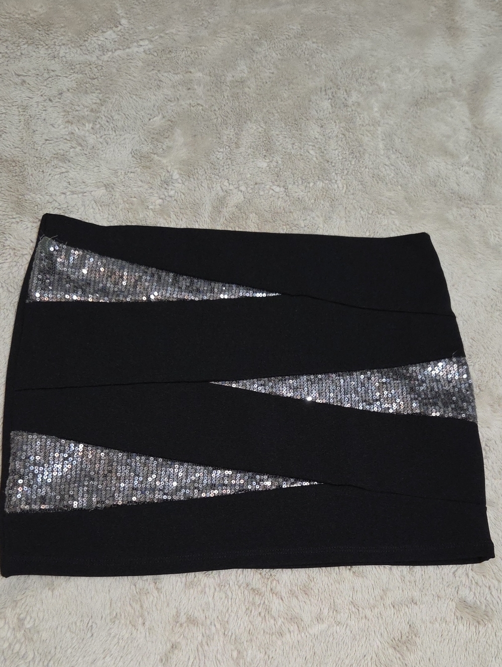 Body Central Black Mini Skirt with Silver Sequin Panels